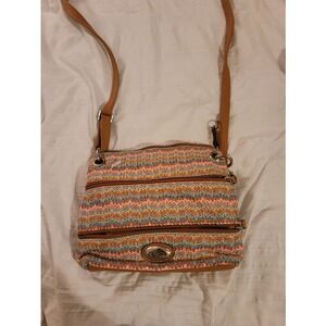 Rosetti Crossbody Bag Multi-Color Woven Fabric Triple Zip Small Purse‎